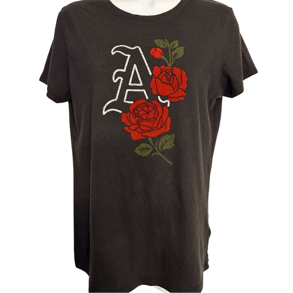 AEROPOSTALE GRAPHIC T SHIRT Whimsygoth Dark Romance Black Red Rose Goth Y2K SZ L
